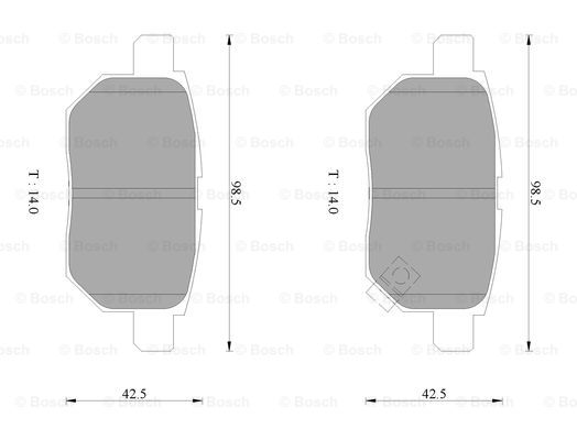 SWM斯威汽车 SWM斯威G01 2018款 1.5T 手动傲UP(DG15T) 博世 0986AB2965 后刹车片 长度:98.5mm;高度:42.5mm;厚度:15mm 