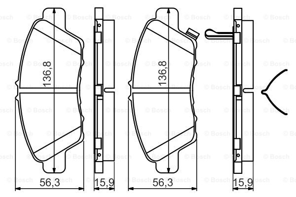 本田 C 2013款 Concept 博世 0986494562 前刹车片 长度:136.8mm;高度:56.3mm;厚度:15.9mm 