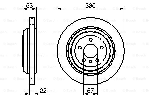 奔驰 GLE新能源 2022款 GLE 350 e 4MATIC(274 920) 博世 0986479285 后刹车盘 高度:62.8mm;直径:330mm;厚度:22mm;孔数:5 