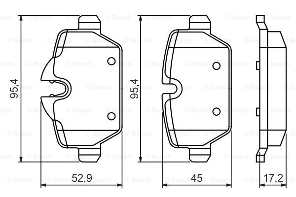 MINI MINI 2022款 1.5T ONE 五门版PLUS(B38A15A) 博世 0986494461 后刹车片 长度:95.4mm;高度:45mm;厚度:17.2mm 