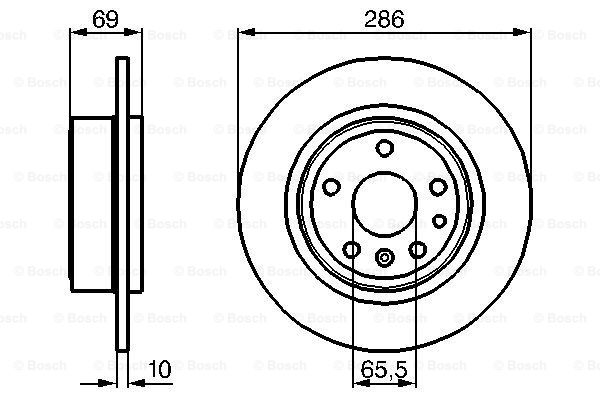 萨博 Saab 9000 1998款 基本型 博世 0986478478 后刹车盘 高度:69.2mm;直径:286mm;厚度:10mm;孔数:5;刹车盘类型:非通风式;左右通用:是 