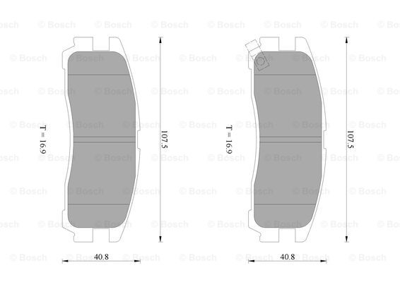 三菱 Attrage 2014款 基本型 博世 0986AB2725 后刹车片 长度:107.5mm;高度:40.8mm;厚度:16.9mm 