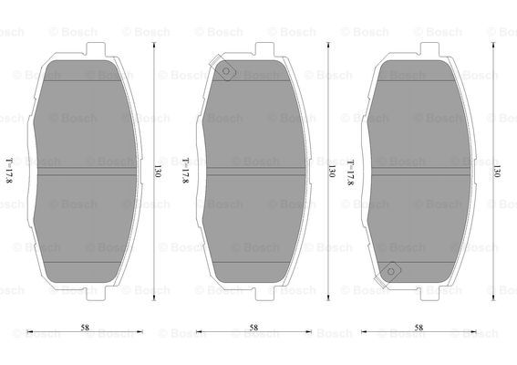 长安 CS15EV 2019款 400e 博世 0986T11080 前刹车片 长度:130mm;高度:58.2mm;厚度:17.5mm 
