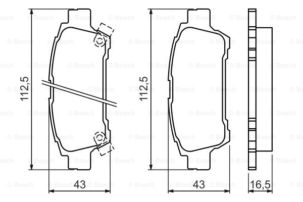 丰田 YARiS L 致炫 2019款 1.5G 手动炫动版 国VI(7NR) 博世 0986424762 后刹车片 长度:112.5mm;高度:43mm;厚度:16.5mm 