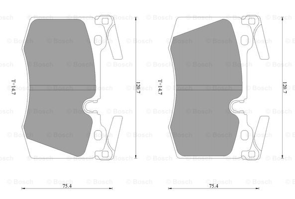 MINI MINI 2022款 1.5T ONE 五门版PLUS(B38A15A) 博世 0986AB9443 前刹车片 长度:121mm;高度:75.6mm;厚度:14.8mm 