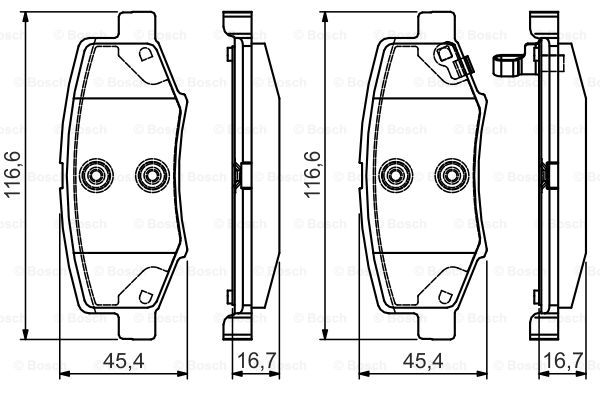 Jeep 牧马人 2010款 3.8L 两门版 Rubicon(EGT) 博世 0986495155 后刹车片 长度:116.6mm;高度:45.4mm;厚度:16.7mm 