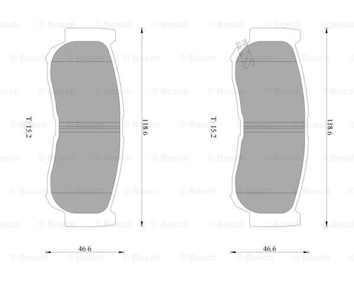 猎豹汽车 Mattu 2020款 1.6T DCT尊贵型(CE16) 博世 0986AB1172 后刹车片 长度:118.6mm;高度:46.6mm;厚度:15.1mm 