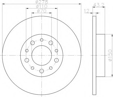 Jeep 指南者 2019款 200TS 自动高性能四驱-互联大屏版(M096) 博仕熊 XH3903 后刹车盘 直径:278;节圆直径:110;中心孔直径:70;制动盘厚度:12;最小厚度:10;固定孔数量:5;总高:43.2 