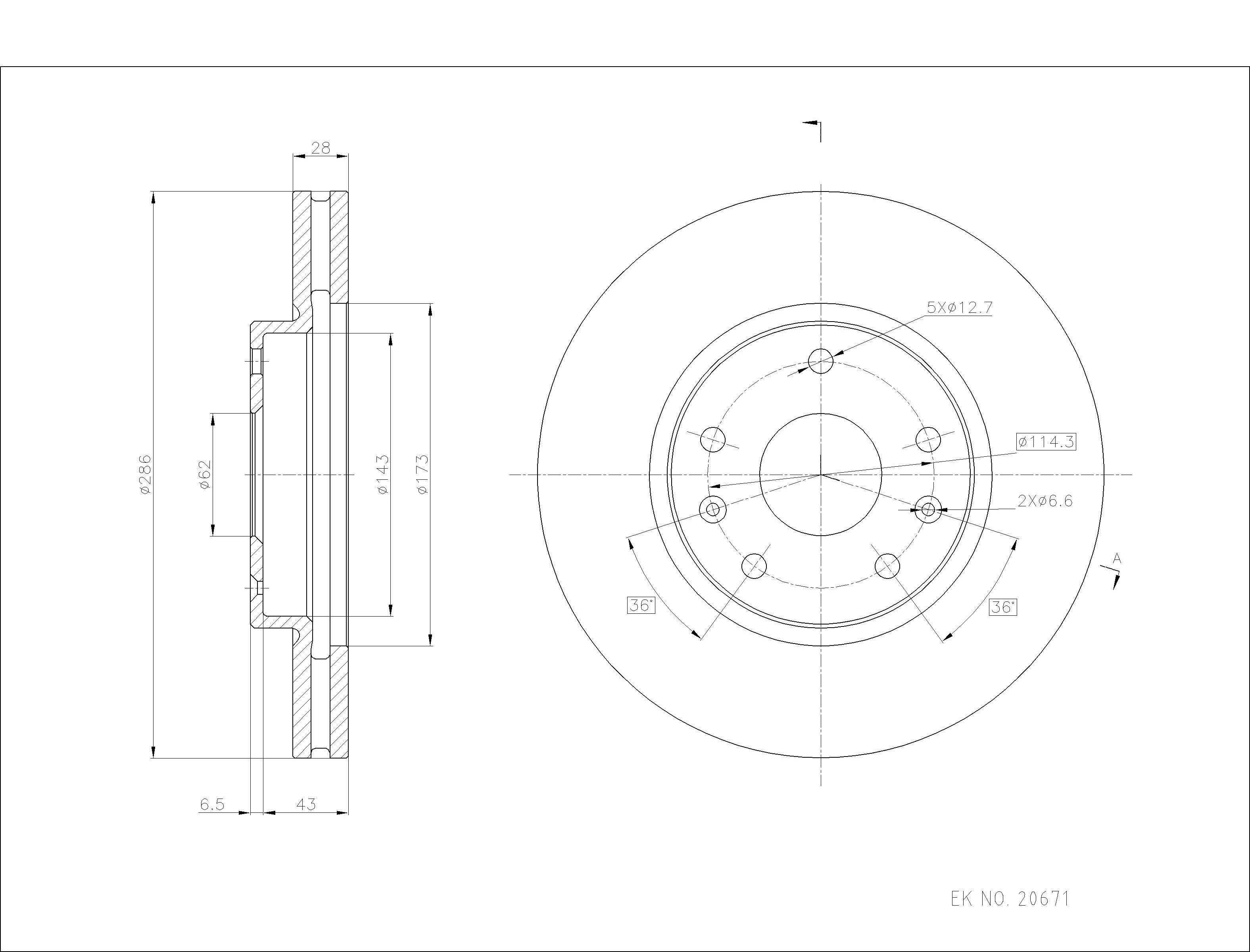长安 CS75 2015款 1.8T 自动四驱尊贵型 国IV(JL486ZQ2) 博仕熊 XH3825 前刹车盘 直径:286;节圆直径:114.3;中心孔直径:62;制动盘厚度:28;最小厚度:26;总高:49.5;固定孔数量:5;定位孔数量:2;制动盘类型:通风盘 