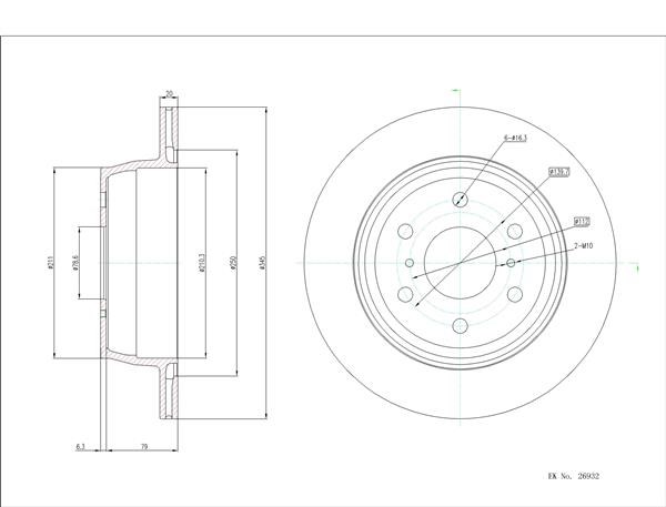 凯迪拉克 凯雷德ESCALADE 2021款 Sport Platinum 美国版(L86) 博仕熊 XH3444 后刹车盘 直径:345;节圆直径:139.7;中心孔直径:78.6;制动盘厚度:20;最小厚度:18.5;固定孔数量:6;定位孔数量:2+1;总高:85.1;制动盘类型:通风盘 
