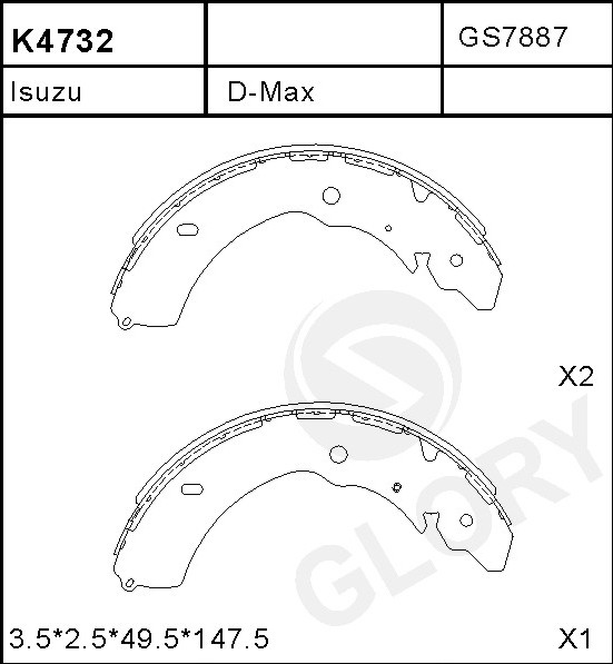 庆铃汽车 庆铃TAGA 2018款 3.0T两驱豪华版(4KH1CT5H1) 珠海格莱利 K4732 后刹车片  