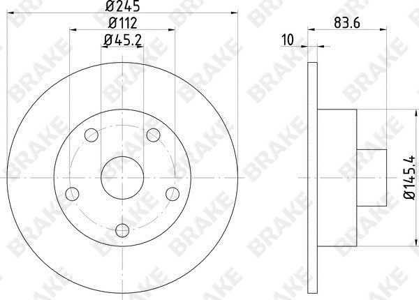 奥迪 A4(进口) 2004款 1.8T AMT quattro(163hp)(BFB) BRAKE EK43528 后刹车盘 直径:245;节圆直径:112;制动盘厚度:10;最小厚度:8;固定孔数量:5;总高:84;制动盘类型:实心盘 