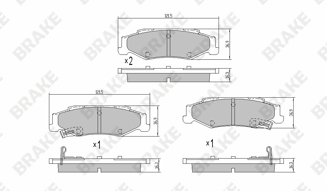 凯迪拉克 XLR 2008款 4.6L(LH2) BRAKE EK94215 后刹车片 宽度:121.5;高度:36.9;厚度:16.5 
