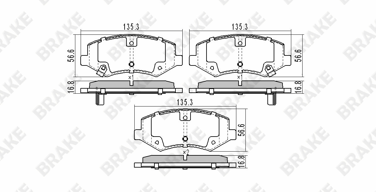 纳智捷 U5 SUV 2019款 1.6L CVT名士版(DFMA16) BRAKE EK91944 前刹车片 宽度:135.4;高度:56.7;厚度:16.6 