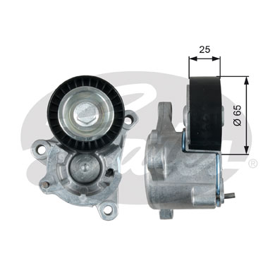 东风 御轩 2009款 2.0L 手动行政型(PSA RFN 10 LH3X) 盖茨 GTA1103 发动机皮带涨紧轮 系统:附件系统;类别:张紧轮;Manual:自动张紧轮;带轮材质:塑料轮 