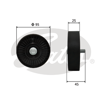 现代 ix25 2016款 1.6T 双离合两驱尊贵型DLX(G4FJ) 盖茨 GTA5018 发动机皮带惰轮 系统:附件系统;类别:惰轮;Manual:0;带轮材质:塑料轮;净重(g):166g 