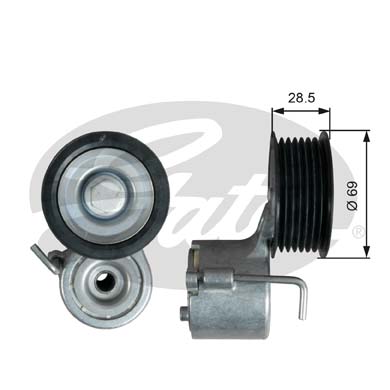 大众 途锐 2015款 3.0TSI R-Line 豪华型(CJT) 盖茨 GTA1120 发动机皮带涨紧轮 系统:附件系统;类别:张紧轮;Manual:自动张紧轮;带轮材质:塑料轮 