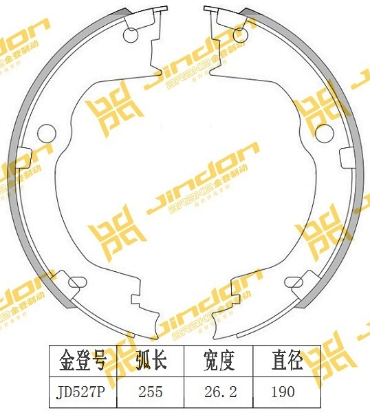 欧宝 安德拉 2013款 2.4L 两驱舒适版(LE9) 金登 JD527P 驻车制动蹄片  