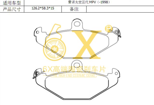 路特斯 Elise 2017款 Cup 250 6X YK-69001 后刹车片 宽度:126.2;高度:58.3;厚度:12.9 