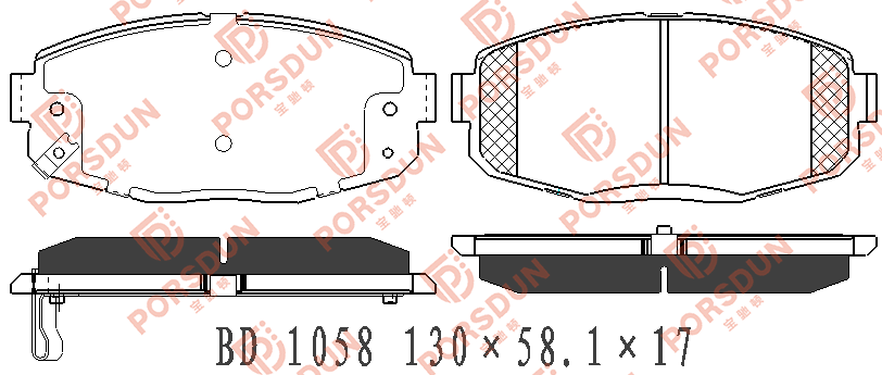 比亚迪 元新能源 2018款 EV360 智联炫酷型(BYD-1814-TZ-XS-A(电动机)) 宝驰顿 BD 1058 前刹车片  