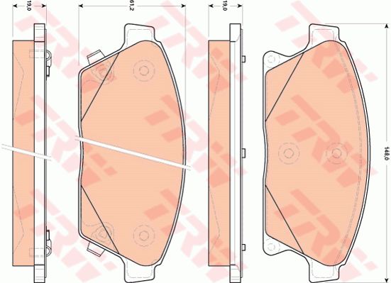 别克 英朗 2010款 GT 1.6T 新锐运动版(LLU) TRW GDB1847 前刹车片 特定生产商:BOSCH;长度（毫米）:148,0;高度（毫米）:61,2;厚度（毫米）:19,0;补充件/补充信息:带附件;磨损报警触点:带磨损音频报警;检测记号:E9 90R - 01107/2805;EAN编码:3322938017170;倒角:有;消音片:2 + 2;弹簧:2 + 4 (独立的) 