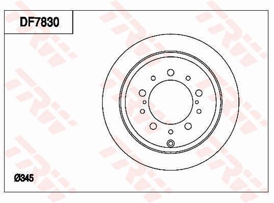 丰田 坦途 2014款 5.7L 1794 Edition(3UR-FE) TRW DF7830 后刹车盘 制动盘类型:通风盘;直径（毫米）:345;制动盘厚度（毫米）:18;最小厚度（毫米）:16;孔的数量1:5;定心直径（毫米）:112;高度（毫米）:76,4;螺纹尺寸:10.7;孔所在圆周直径（毫米）:150;替换的文章:DF4965S 