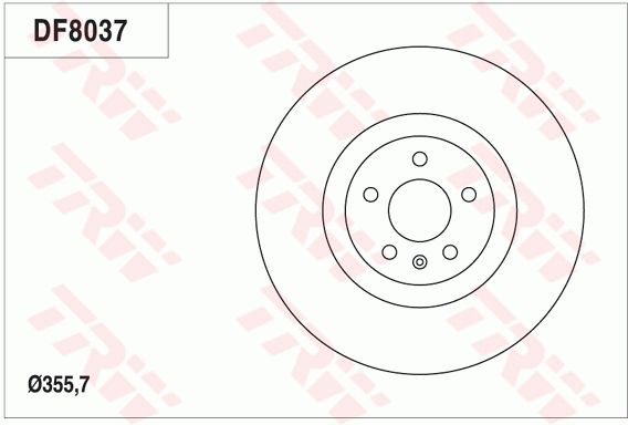奥迪 A6L 2016款 50 TFSI quattro 豪华型(CRE) TRW DF8037 前刹车盘 制动盘类型:通风盘;直径（毫米）:355,7;制动盘厚度（毫米）:34;最小厚度（毫米）:31,5;孔的数量1:5;定心直径（毫米）:68;高度（毫米）:52,1;螺纹尺寸:15.3;孔所在圆周直径（毫米）:112;EAN编码:3322938143695;替换的文章:DF6216 