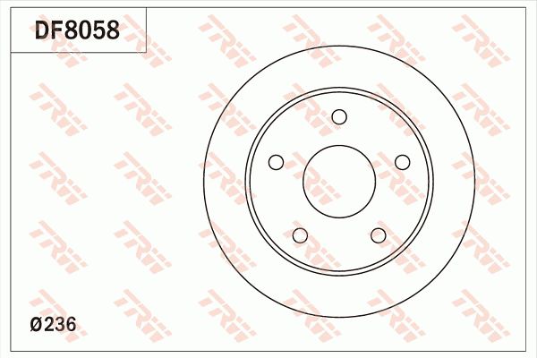 东南 V5菱致 2014款 1.5T CVT智控型(4A91T) TRW DF8058 后刹车盘 制动盘类型:实心盘;制动盘厚度（毫米）:10;最小厚度（毫米）:8,4;直径（毫米）:236;孔所在圆周直径（毫米）:114,3;孔的数量1:5;定心直径（毫米）:64;高度（毫米）:41,1;螺纹尺寸:12.6;EAN编码:3322938174781 