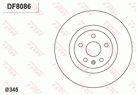 凯迪拉克 CTS(进口) 2011款 CTS-V Black Diamond Edition TRW DF8086 前刹车盘 制动盘类型:通风盘;制动盘厚度（毫米）:30;直径（毫米）:345;孔所在圆周直径（毫米）:120;孔的数量1:5;定心直径（毫米）:67,5;高度（毫米）:51,1;螺纹尺寸:16.2;最小厚度（毫米）:27;EAN编码:3322938207847 