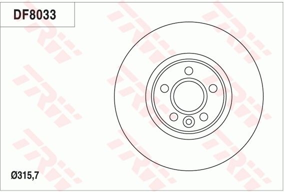 沃尔沃 S60 2014款 3.0T T6 AWD 个性运动版(B6304T4) TRW DF8033 前刹车盘 制动盘类型:通风盘;直径（毫米）:315,7;制动盘厚度（毫米）:28;最小厚度（毫米）:26;孔的数量1:5;高度（毫米）:52;定心直径（毫米）:63,5;孔所在圆周直径（毫米）:108;螺纹尺寸:15.7;EAN编码:3322938143718;替换的文章:DF6185S 