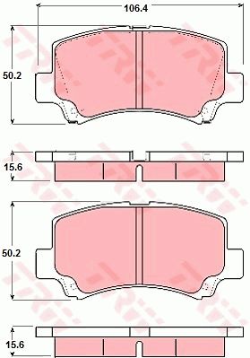 长安跨越 跨越王 2017款 1.5L后双轮CNG单排DK15(DK15-10G/N) TRW GDB3221 前刹车片 长度（毫米）:106,4;高度（毫米）:50,2;厚度（毫米）:15,6;磨损报警触点:不适用于装备了磨损报警指示器的车辆;补充件/补充信息:带附件;检测记号:E9 90R 01107/402;EAN编码:3322937245062;开槽:有;消音片:4;弹簧:2 (独立的) 