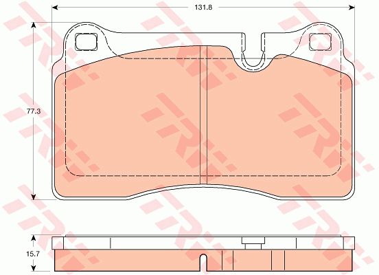 阿斯顿·马丁 DB9 2016款 6.0L GT邦德限量版(AM11) TRW GDB2048 前刹车片 特定生产商:BREMBO;长度（毫米）:131,8;高度（毫米）:77,3;厚度（毫米）:15,7;磨损报警触点:用于已装配磨损报警指示器的;制动设备:不适用于碳陶瓷制动盘;制动设备:仅用于与钢质制动盘连接处;检测记号:E990R-01107/1404ExtI;EAN编码:3322938225889;开槽:有;消音片:4 