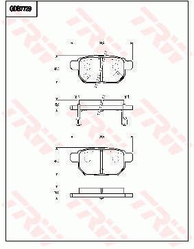 SWM斯威汽车 SWM斯威X3 2017款 1.6L 手动风尚型(DG16) TRW GDB7729 后刹车片 长度（毫米）:98,5;高度（毫米）:42,5;厚度（毫米）:15;磨损报警触点:带磨损音频报警;EAN编码:3322937306367;开槽:有;消音片:4;弹簧:2 