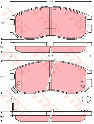长安凯程 睿行ES30 2019款 乐享型 TRW GDB3133 前刹车片 特定生产商:AKEBONO;磨损报警触点:带磨损音频报警;检测记号:E9 90R 01705/042;高度（毫米）:52;长度（毫米）:127,8;厚度（毫米）:16,6;EAN编码:3322937197798;开槽:有;倒角:有;消音片:4;弹簧:2 