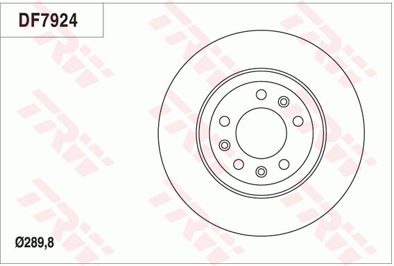 雪铁龙 C5 2016款 1.8T 自动尊享型(10UF51 6G01) TRW DF7924 后刹车盘 制动盘类型:实心盘;直径（毫米）:289,8;制动盘厚度（毫米）:12;最小厚度（毫米）:10;孔的数量1:5;定心直径（毫米）:71,1;高度（毫米）:59;螺纹尺寸:13.2;孔所在圆周直径（毫米）:108;EAN编码:3322938101428 