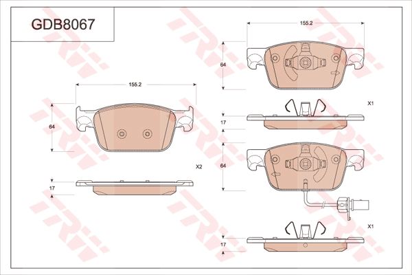 奥迪 A4L 2019款 35 TFSI 进取型 国VI(DKU) TRW GDB8067 前刹车片 替换的文章:GDB2127 