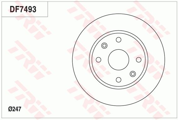 标致 207 2010款 三厢 1.4L 手动品乐版(TU3AF) TRW DF7493 前刹车盘 制动盘类型:通风盘;直径（毫米）:247;制动盘厚度（毫米）:20;最小厚度（毫米）:18,5;孔的数量1:4;定心直径（毫米）:66;高度（毫米）:34,2;螺纹尺寸:13;孔所在圆周直径（毫米）:108 