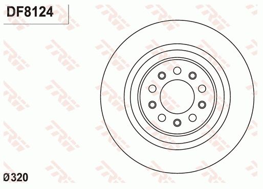 Jeep 自由光(进口) 2018款 Latitude TRW DF8124 后刹车盘 直径（毫米）:320;高度（毫米）:33,2;制动盘厚度（毫米）:12;最小厚度（毫米）:10,4;定心直径（毫米）:70;孔所在圆周直径（毫米）:110;孔的数量1:5;螺纹尺寸:15.7;制动盘类型:实心盘;EAN编码:3322938263157 