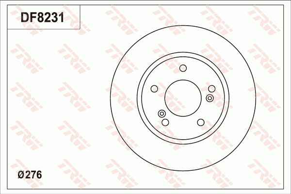 纳智捷 锐3 2016款 1.6L 手动舒享型(DFMA16-Ⅰ) TRW DF8231S 前刹车盘 直径（毫米）:276;定心直径（毫米）:69;高度（毫米）:45,6;制动盘厚度（毫米）:26;孔所在圆周直径（毫米）:114,3;孔的数量1:5;螺纹尺寸:12.6;EAN编码:3322938344597 