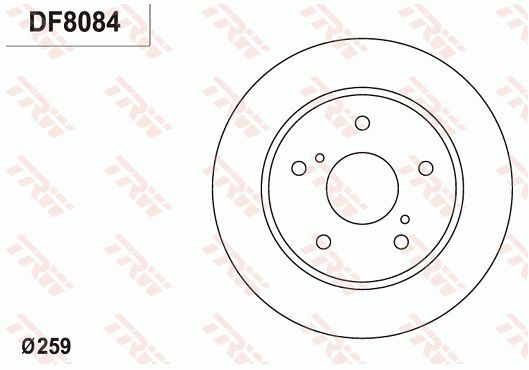 铃木 维特拉 2016款 1.4T 自动四驱精英型(K14C) TRW DF8084 后刹车盘 制动盘类型:实心盘;制动盘厚度（毫米）:9;直径（毫米）:259;孔所在圆周直径（毫米）:114,3;孔的数量1:5;最小厚度（毫米）:8;定心直径（毫米）:62;高度（毫米）:43,2;螺纹尺寸:12.7 