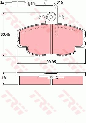 华普 海锋 2007款 1.5L 舒适型(JL479QA) TRW GDB114 前刹车片 特定生产商:TRW;长度（毫米）:99,95;高度（毫米）:63,45;厚度（毫米）:18,0;磨损报警触点:包括磨损报警触点;【每根车桥]磨损显示器的数量:2;报警接触长度（毫米）:315;填充件/补充信息2:带制动钳螺栓;补充件/补充信息:带附件;检测记号:E9 90R 01705/032;EAN编码:3322936401148;开槽:有;消音片:4;弹簧:4;磨损传感器:2 + 2;螺栓:4 (独立的);铆钉:4 