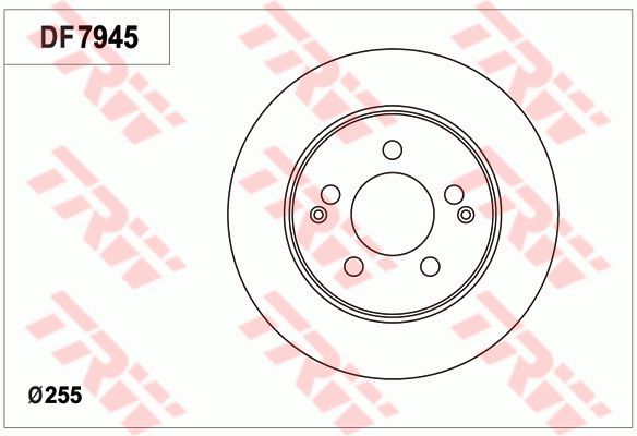 荣威 荣威350 2012款 1.5L 自动智享超值版(15S4U) TRW DF7945 后刹车盘 制动盘类型:实心盘;直径（毫米）:255;制动盘厚度（毫米）:9;最小厚度（毫米）:7,4;孔的数量1:5;定心直径（毫米）:64,1;高度（毫米）:36,2;螺纹尺寸:14.2;孔所在圆周直径（毫米）:114,3;EAN编码:3322938123734 