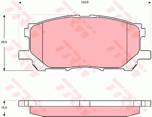 猎豹汽车 Mattu 2020款 1.6T DCT尊贵型(CE16) TRW GDB3397 前刹车片 特定生产商:SUMITOMO;长度（毫米）:140,8;高度（毫米）:59,5;厚度（毫米）:16,8;磨损报警触点:不适用于装备了磨损报警指示器的车辆;检测记号:E9-90R-01107/789;EAN编码:3322937430871;开槽:有;倒角:有;消音片:4 