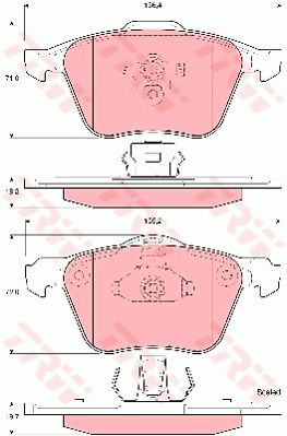 萨博 Saab 9000 1998款 基本型 TRW GDB1576 前刹车片 特定生产商:ATE;磨损报警触点:不适用于装备了磨损报警指示器的车辆;检测记号:E9-90R-01107/1086;长度1（毫米）:156,4;长度2（毫米）:155,2;高度1 （毫米）:71;高度2（毫米）:72;厚度1（毫米）:18,2;厚度2（毫米）:19,7;EAN编码:3322937367917;倒角:有;消音片:2 + 2;弹簧:2 + 2 