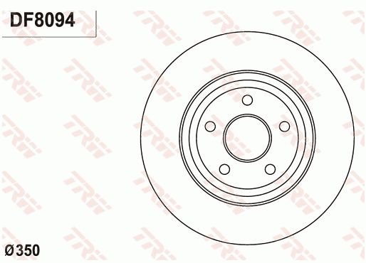 Jeep 大切诺基(进口) 2016款 3.0L 专业版(8) TRW DF8094 前刹车盘 制动盘类型:通风盘;制动盘厚度（毫米）:32;直径（毫米）:350;孔所在圆周直径（毫米）:127;孔的数量1:5;定心直径（毫米）:72;高度（毫米）:54,5;螺纹尺寸:17;最小厚度（毫米）:30,5;EAN编码:3322938209445 
