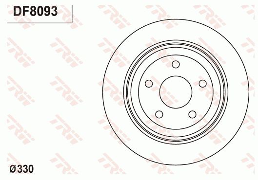 Jeep 大切诺基(进口) 2016款 3.0L 专业版(8) TRW DF8093 后刹车盘 制动盘类型:通风盘;制动盘厚度（毫米）:22;直径（毫米）:330;孔所在圆周直径（毫米）:72;孔的数量1:5;定心直径（毫米）:72;高度（毫米）:56;螺纹尺寸:17;最小厚度（毫米）:20,5;EAN编码:3322938209438 