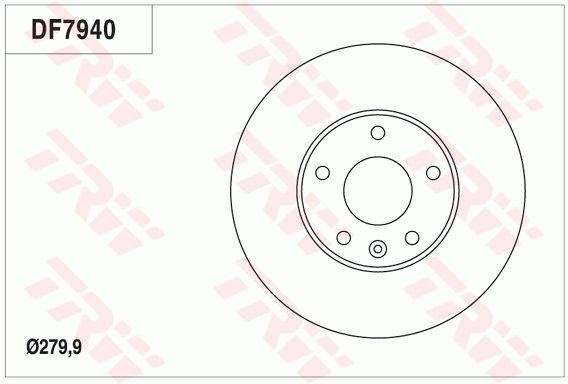 长安 CX30 2011款 三厢 2.0L 自动旗舰版(JL486Q2) TRW DF7940 前刹车盘 制动盘类型:通风盘;直径（毫米）:279,9;孔所在圆周直径（毫米）:110;孔的数量1:5;定心直径（毫米）:64;最小厚度（毫米）:22,4;高度（毫米）:41,3;螺纹尺寸:12.5;EAN编码:3322938101381 