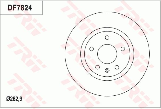 奇瑞 艾瑞泽5 2016款 1.5L CVT领臻版(SQRE4G15B) TRW DF7824 前刹车盘 制动盘类型:通风盘;制动盘厚度（毫米）:25;直径（毫米）:282,9;孔所在圆周直径（毫米）:108;孔的数量1:5;最小厚度（毫米）:23;定心直径（毫米）:65;高度（毫米）:44;螺纹尺寸:13.8 