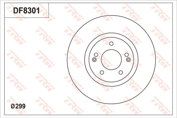 众泰 SR7 2017款 1.5T 手动魔方之梦版(4A91T) TRW DF8301S 前刹车盘 制动盘类型:通风盘;制动盘厚度（毫米）:28;直径（毫米）:299;孔所在圆周直径（毫米）:108;孔的数量1:5;最小厚度（毫米）:26;定心直径（毫米）:68;高度（毫米）:47,6;螺纹尺寸:12.7;EAN编码:3322938405571 