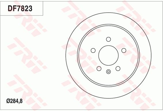 奇瑞 艾瑞泽5 2016款 1.5L CVT智效领动版(SQRE4G15B) TRW DF7823 后刹车盘 制动盘类型:实心盘;制动盘厚度（毫米）:10;直径（毫米）:284,8;孔所在圆周直径（毫米）:108;孔的数量1:5;最小厚度（毫米）:8;定心直径（毫米）:65,5;高度（毫米）:46,5;螺纹尺寸:13.7 